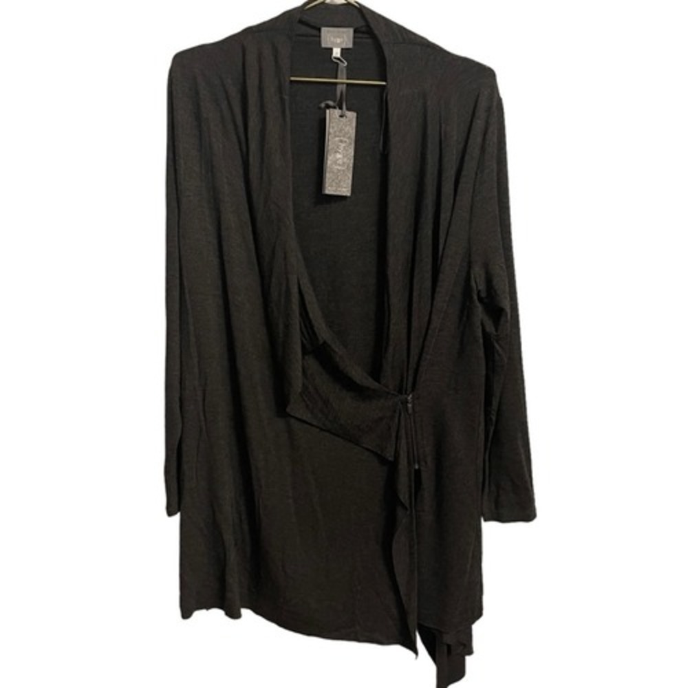 Mint Velvet Hygge Charcoal Grey Draped Wrap Side Zip Cardigan Size 16 NEW